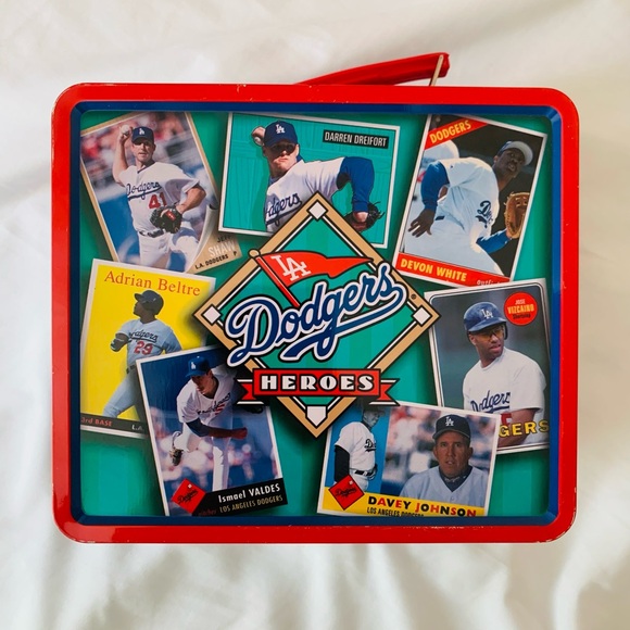 MLB Vintage 1999 Los Angeles LA Dodgers Heroes Collectible Metal Tin Lunchbox - Picture 3 of 4